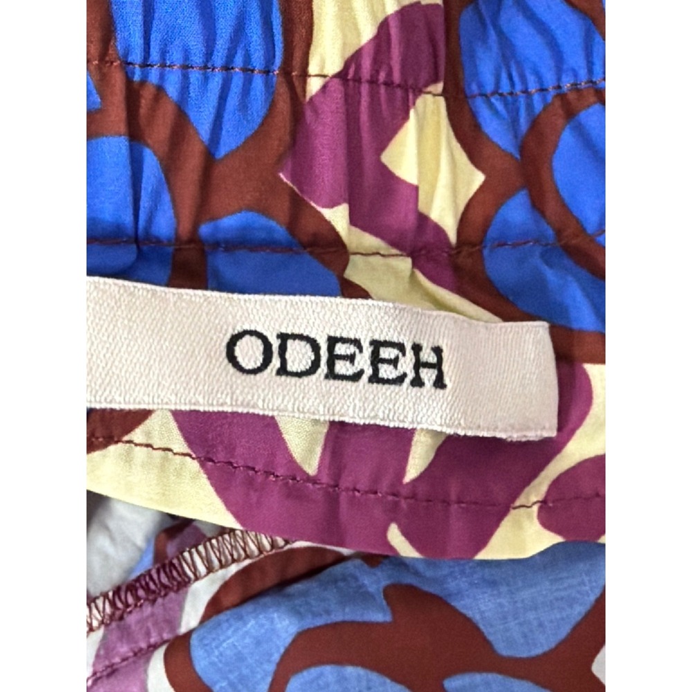 ODEEH Womens Floral Cotton Maxi Dress Blue Purple Yellow Square Neck Pockets 40 - Picture 5 of 14